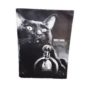 1966 Lanvin My Sin Provocative Perfume Vintage Print Ad Black Cat